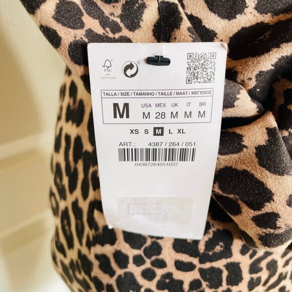 Zara Women's Faux Suede Leopard Print Bodycon Dress Medium - Picture 10 of 10